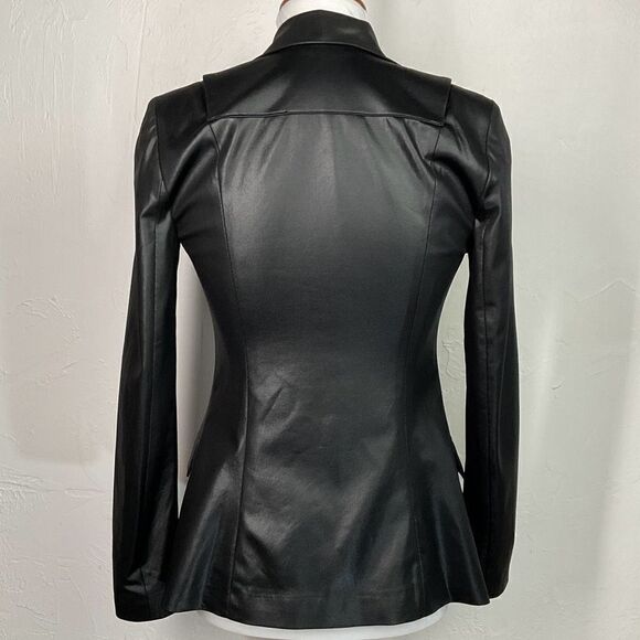 Guess Black Shiny Open Front Blazer Jacket 0 - Picture 3 of 5